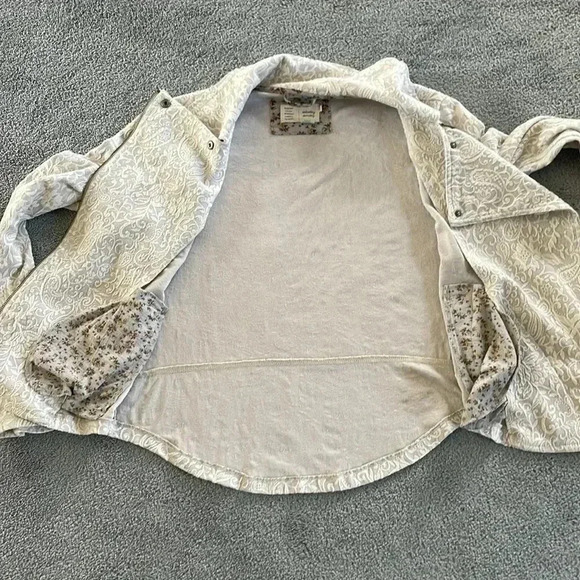 Anthropologie Saturday Sunday Neutral Moto Jacket Sz S Lace Boho Minimalist Chic - Picture 14 of 14